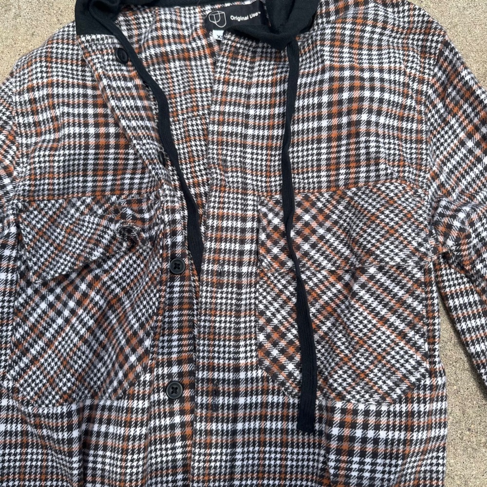 Original Use Plaid Flannel Shirt Jacket‎ with Hood Long Sleeve XS - Picture 3 of 5